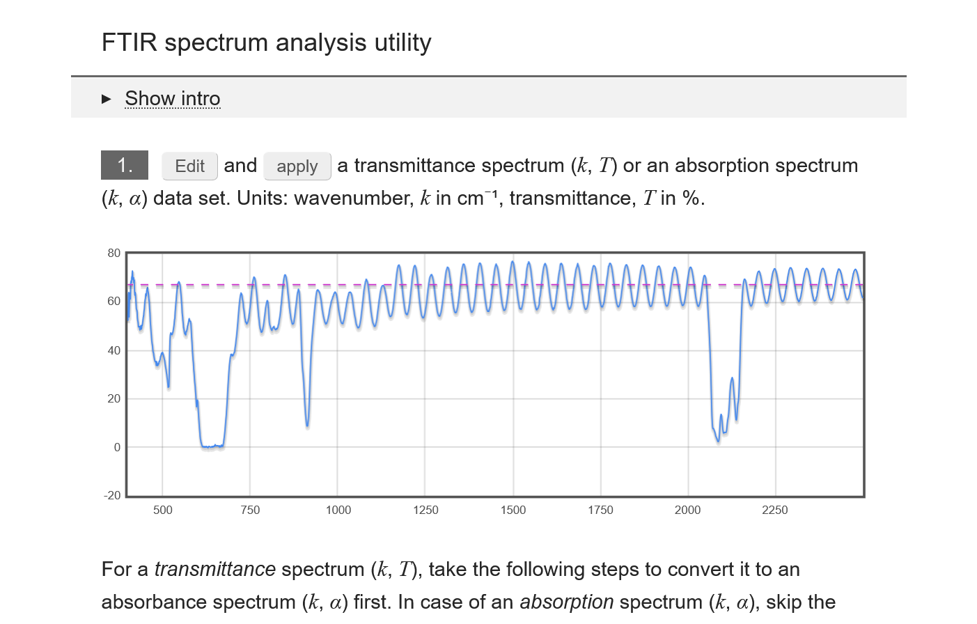 FTIR spectrum analysis app screenshot