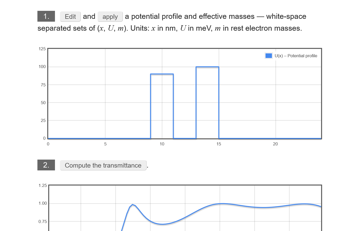Transfer-matrix method demo screenshot